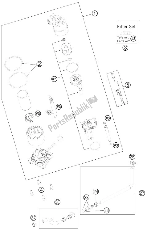 All parts for the Fuel Pump of the KTM 990 SM T Black ABS Spec Edit Brazil 2011