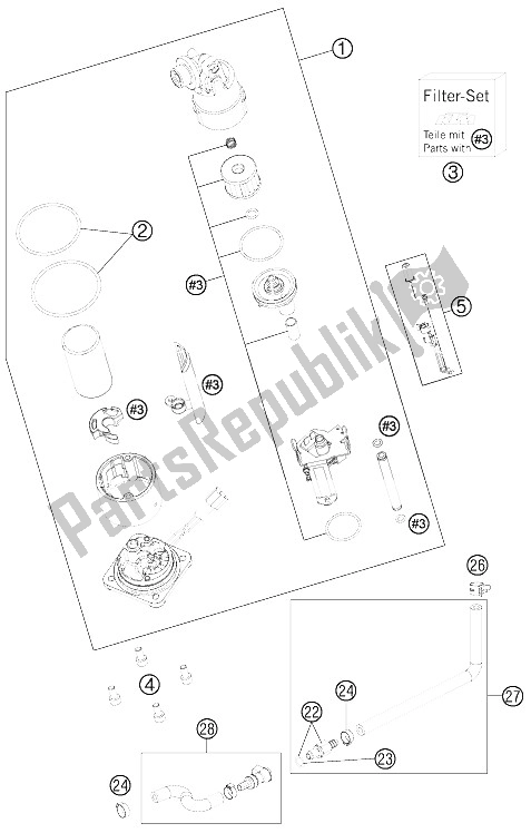 All parts for the Fuel Pump of the KTM 990 SM T Orange ABS Spec Edit Brazil 2011