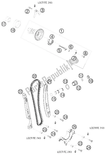 All parts for the Timing Drive of the KTM 450 EXC R Australia United Kingdom 1 2008