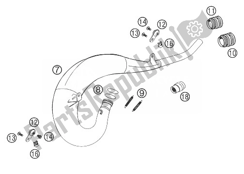 Tutte le parti per il Scarico 125/200 del KTM 125 EXC Europe 2003