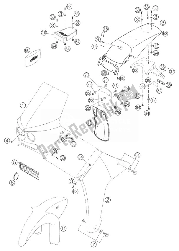Wszystkie części do Maska, B? Otnik 660 Rajdowy KTM 660 Rallye Factory Repl Europe 2003