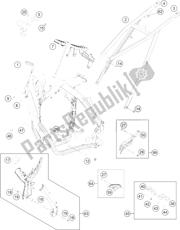 All parts for the Frame of the KTM 250 SX Europe 2015