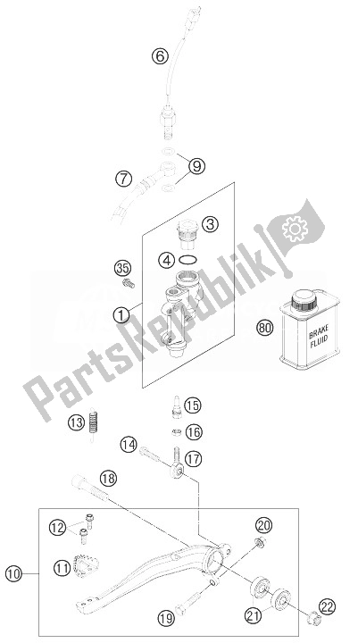 All parts for the Rear Brake Control of the KTM 125 EXC SIX Days Europe 2014