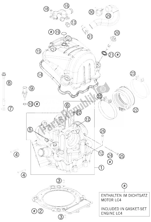 Tutte le parti per il Testata del KTM 690 Duke Black ABS CKD Malaysia 2014