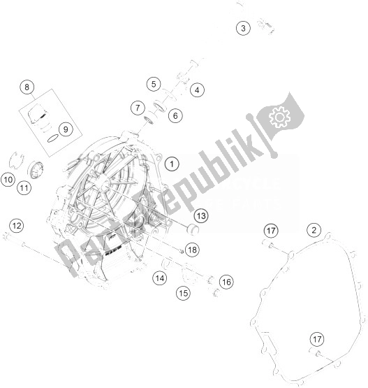 Toutes les pièces pour le Couvercle D'embrayage du KTM 200 Duke WH W O ABS CKD 14 Argentina 2014