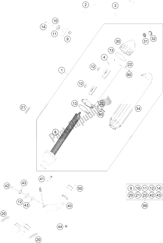 All parts for the Exhaust System of the KTM 450 EXC Europe 2015