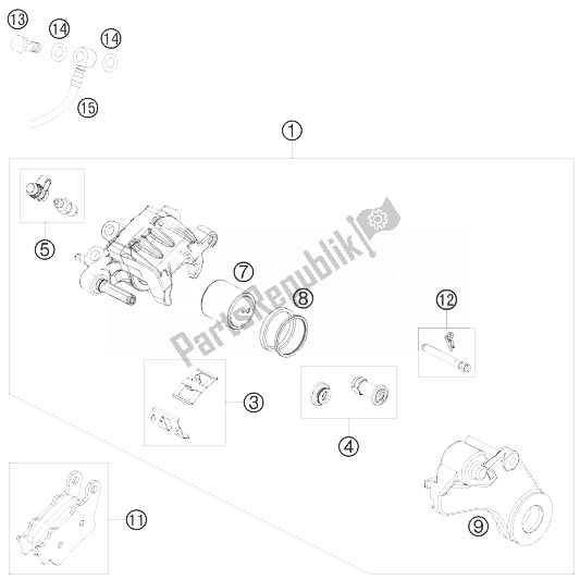 Wszystkie części do Zacisk Hamulca Tylnego KTM 690 Duke Black Europe 2010