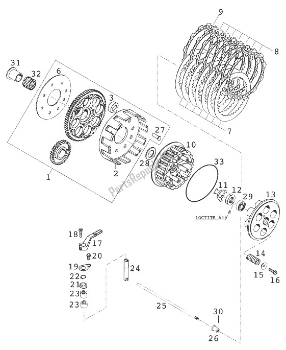 All parts for the Clutch E-starter Military'97 of the KTM 400 LC 4 98 Europe 932686 1998