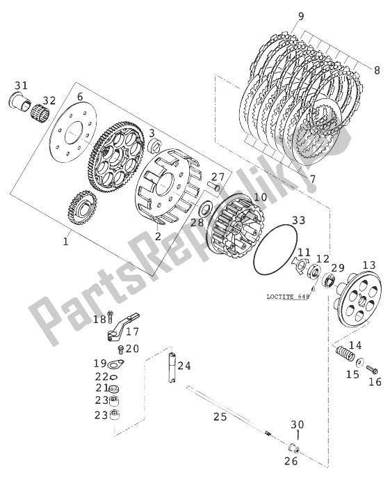 All parts for the Clutch E-starter Military'97 of the KTM 640 Adventure R Europe 1999