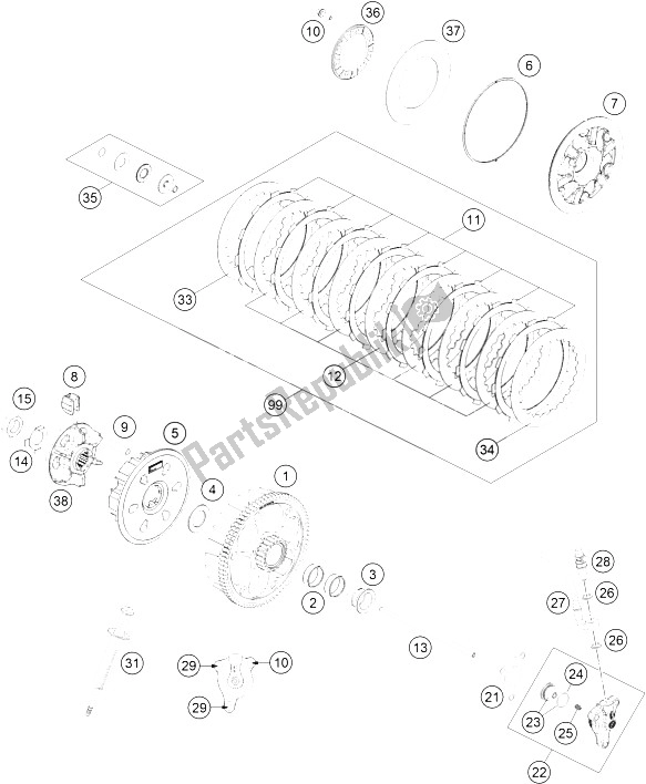 Tutte le parti per il Frizione del KTM 450 XC W USA 2016