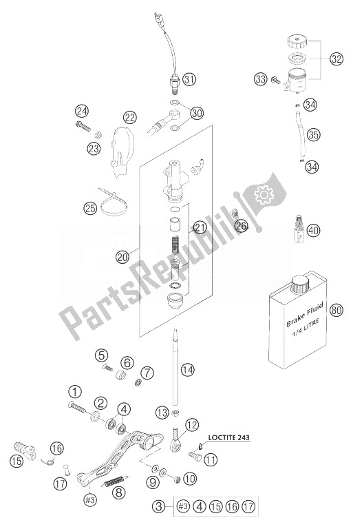 Todas las partes para Control De Freno Trasero 640 Duke Ii de KTM 640 Duke II Black United Kingdom 2004