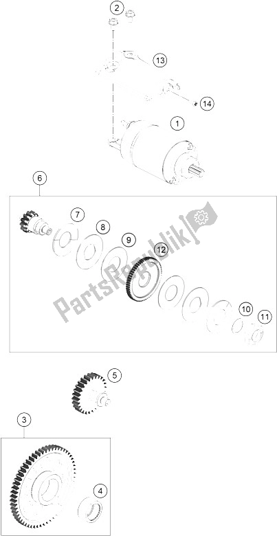 Tutte le parti per il Avviamento Elettrico del KTM RC 390 White ABS Europe 2016