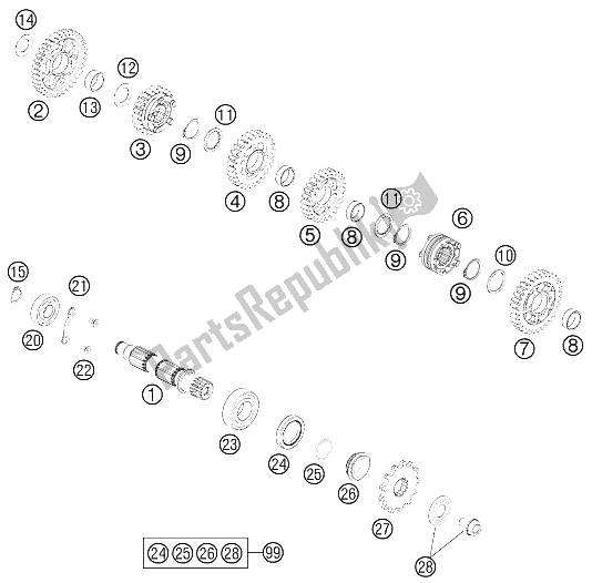 All parts for the Transmission Ii - Countershaft of the KTM 450 SX F Fact Repl USA 2012