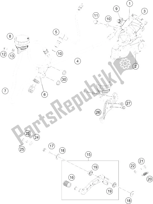 Toutes les pièces pour le étrier De Frein Arrière du KTM RC 200 BL W O ABS B D 15 Europe 2015