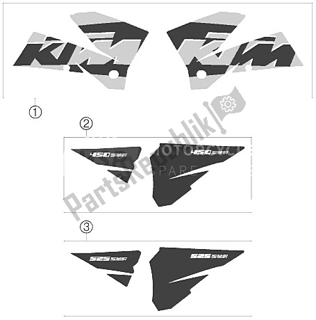 Alle onderdelen voor de Sticker 450/525 Smr van de KTM 525 SMR Europe 2005