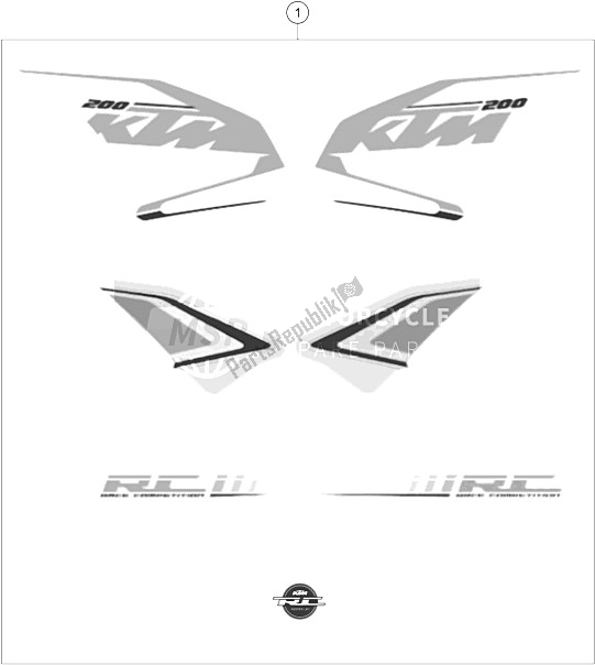 Toutes les pièces pour le Décalque du KTM RC 200 White W O ABS B D 16 Europe 2016
