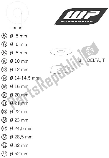 Todas as partes de Shims Wp Para Configuração do KTM 690 Enduro 09 Europe 2009