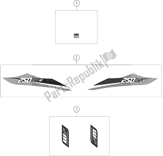 All parts for the Decal of the KTM 250 XCF W USA 2016