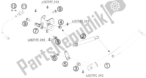 Toutes les pièces pour le Béquille Latérale / Centrale du KTM 690 Supermoto Black Europe 2008