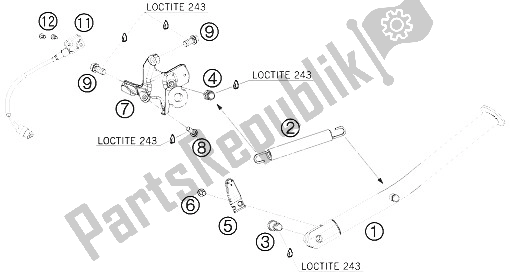 All parts for the Side / Center Stand of the KTM 690 Supermoto Orange Australia United Kingdom 2008