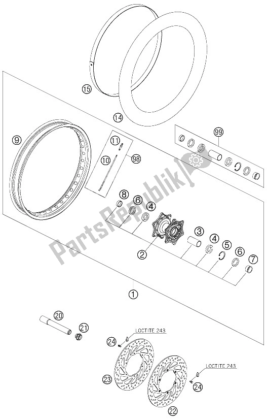 All parts for the Front Wheel 21