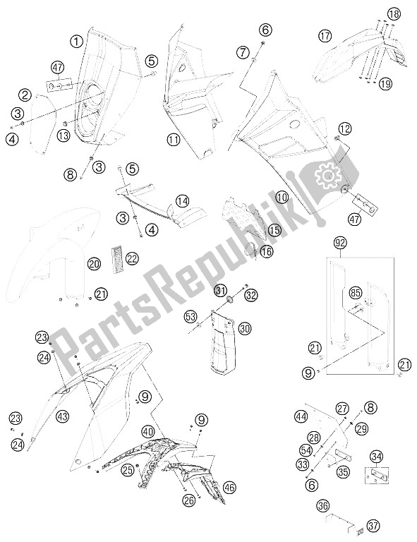 All parts for the Mask, Fenders of the KTM 450 Rally Factory Replica Europe 2011