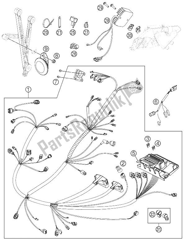 All parts for the Wiring Harness of the KTM 690 Enduro R USA 2011