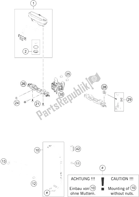 Todas as partes de Instrumentos, Sistema De Bloqueio do KTM 200 XC W USA 2015