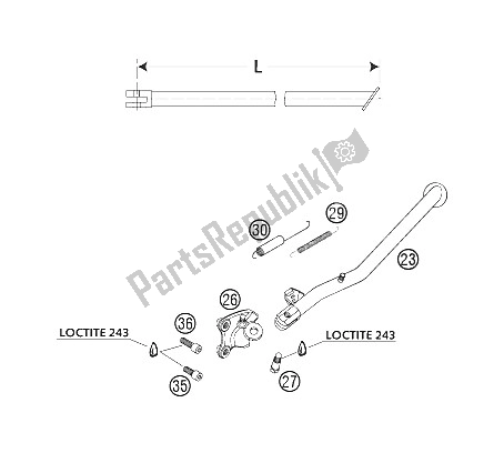 Todas as partes de Suporte Lateral do KTM 640 Duke II Limited ED Europe 2006