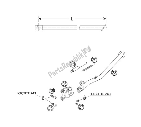 All parts for the Side Stand of the KTM 640 Duke II Red Europe 2005