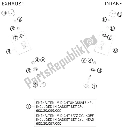 All parts for the Valve Drive of the KTM 990 Super Duke R USA 2008