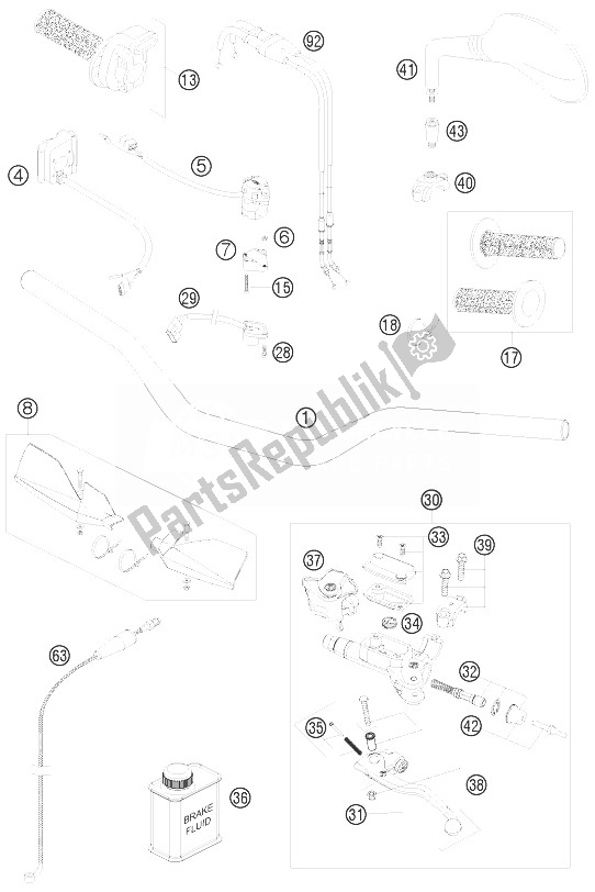 All parts for the Handlebar, Controls of the KTM 450 EXC Australia 2010