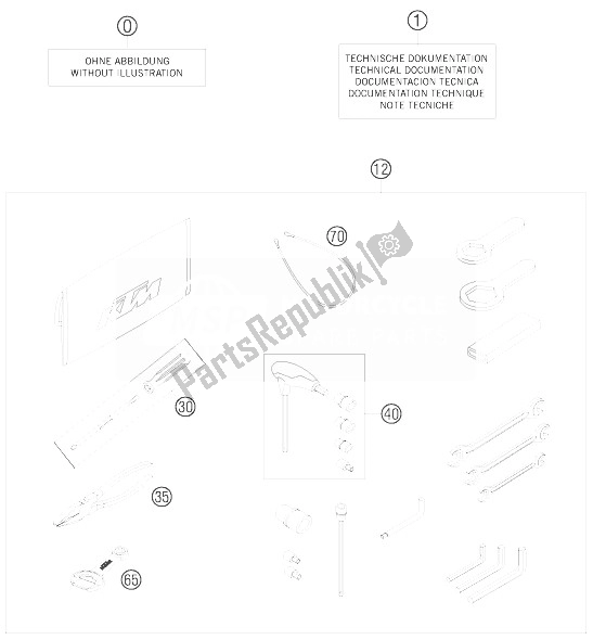 All parts for the Accessories Kit of the KTM 990 Supermoto R Australia United Kingdom 2010