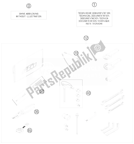 All parts for the Accessories Kit of the KTM 990 Supermoto R Europe 2010