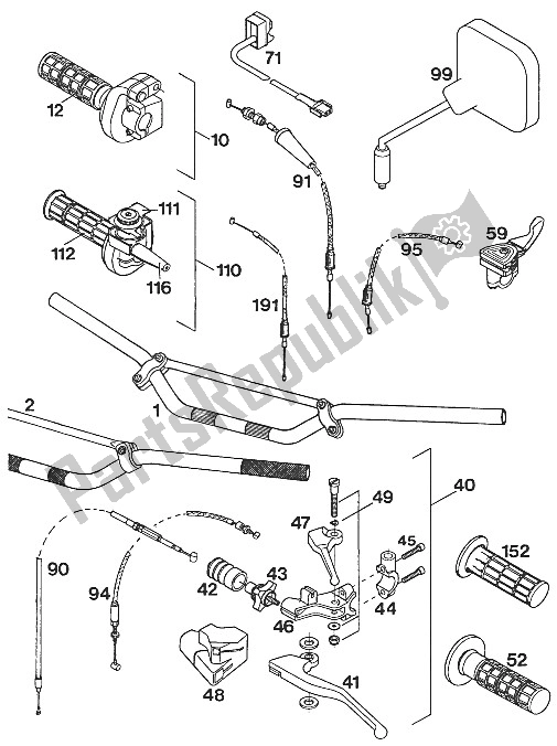 Todas las partes para Manillar - Controla Lc4'94 de KTM 620 SX WP Europe 1994