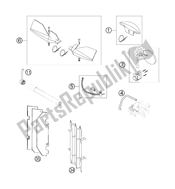 All parts for the Attachment Parts of the KTM 300 EXC SIX Days Europe 2006