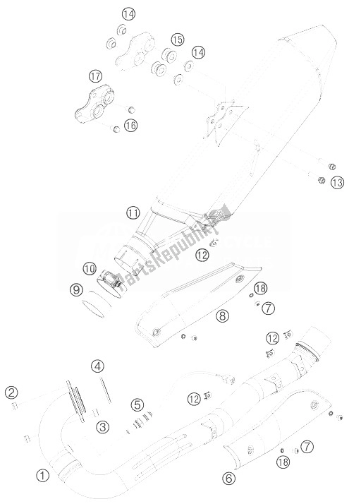 Tutte le parti per il Impianto Di Scarico del KTM 690 Enduro R Europe 2010