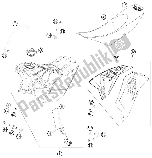 All parts for the Tank, Seat, Cover of the KTM 450 EXC Factory Edit Europe 2011