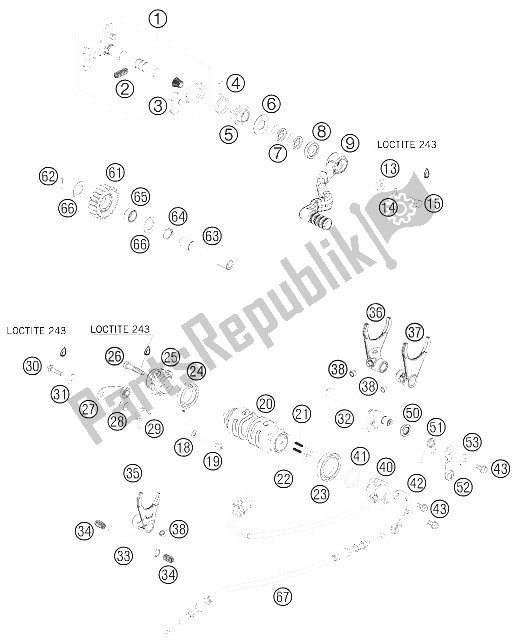 Wszystkie części do Mechanizm Zmiany Biegów KTM 450 XC ATV Europe 2008