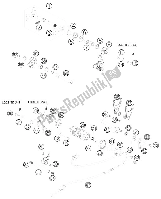 All parts for the Shifting Mechanism of the KTM 450 XC ATV Europe 2009