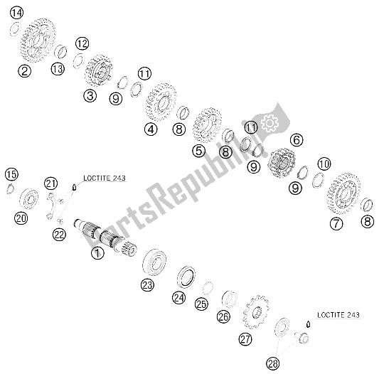 Tutte le parti per il Trasmissione Ii - Contralbero del KTM 450 EXC R Europe 1 2008