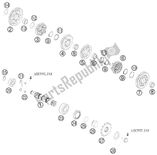 Tutte le parti per il Trasmissione Ii - Contralbero del KTM 450 XC W USA 2009