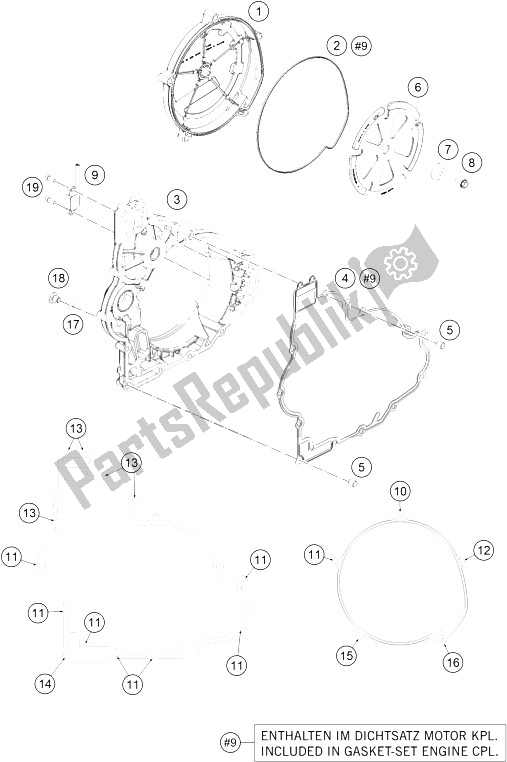 All parts for the Clutch Cover of the KTM 1290 Super Duke GT OR ABS 16 Japan 2016