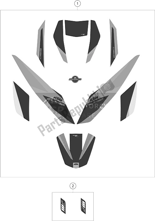 All parts for the Decal of the KTM 690 Duke R ABS Australia 2016