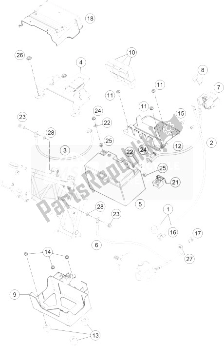 All parts for the Battery of the KTM 690 Enduro R ABS Australia 2014