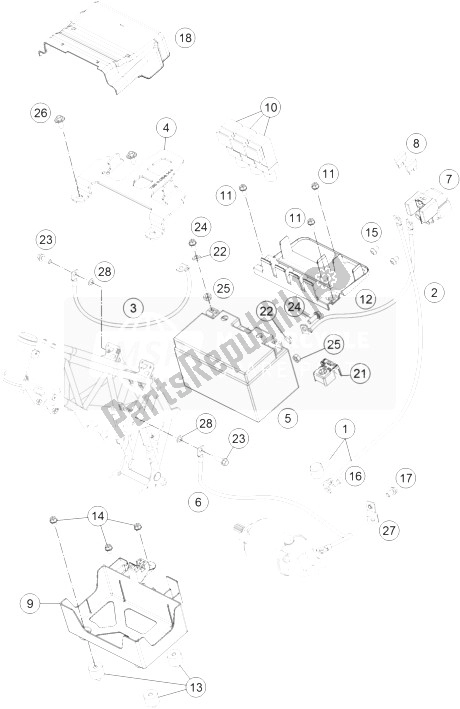 All parts for the Battery of the KTM 690 SMC R ABS Australia 2014