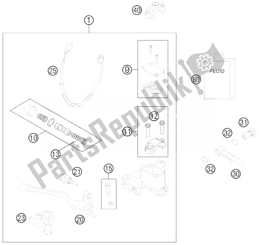 Todas las partes para Cilindro De Freno De Mano de KTM 450 Rally Factory Replica Europe 2014