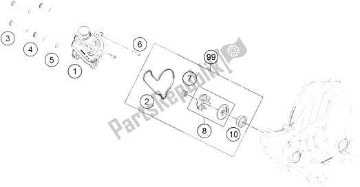 All parts for the Water Pump of the KTM 350 SX F Europe 2016