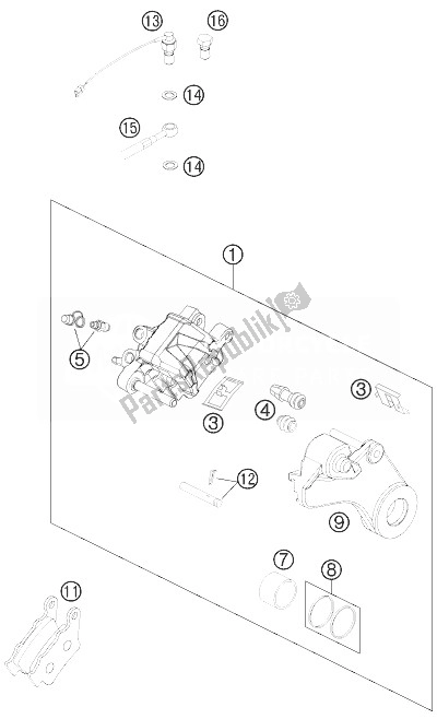 Todas las partes para Pinza De Freno Trasera de KTM 450 Rally Factory Replica Europe 2014