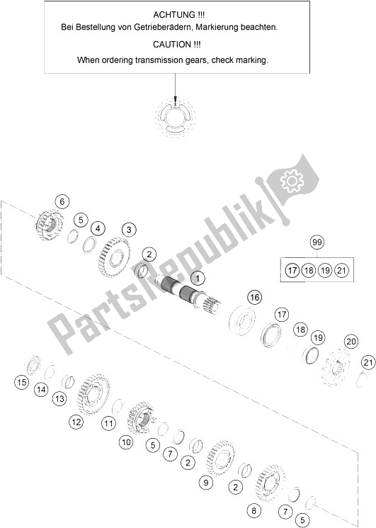 All parts for the Transmission Ii - Countershaft of the KTM 125 SX USA 2016